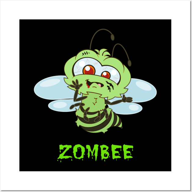 Cute Adorable Zombee Bumble Buzzing Bee Zombie Halloween Wall Art by egcreations